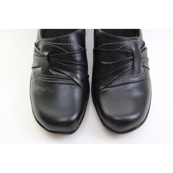 NWOB Clarks Bendables Slip On Slides Comfort Leather Black Mules Women's Sz 9 - Picture 3 of 13